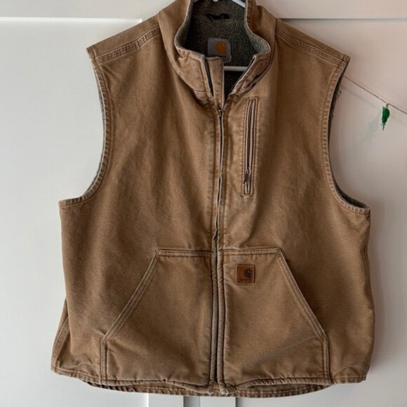 Carhartt Tan Fleece Line Work Vest - Picture 1 of 10